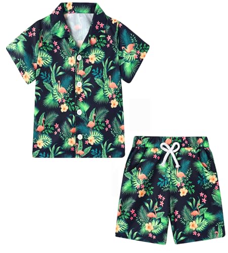 ZOEREA Hawaii Muster Strand Set für Jungen Atmungsaktiv & Leicht Sommer Strand Outfit 9-10 Jahre