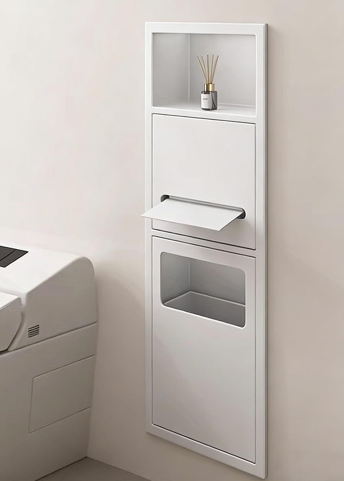 Soporte de papel higiénico 3 en 1 con almacenamiento y cubo de basura integrado para baño