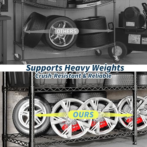 Image of GarveeTech 4-Tier Storage Shelves Metal Shelving Unit 15.8 inch D x 70.8 inch W x 59.5 inch H, 1060 LBS Heavy Duty Wire Shelving, l-Shaped Storage Rack with Adjustable Shelf for Home, Pantry & Warehouse