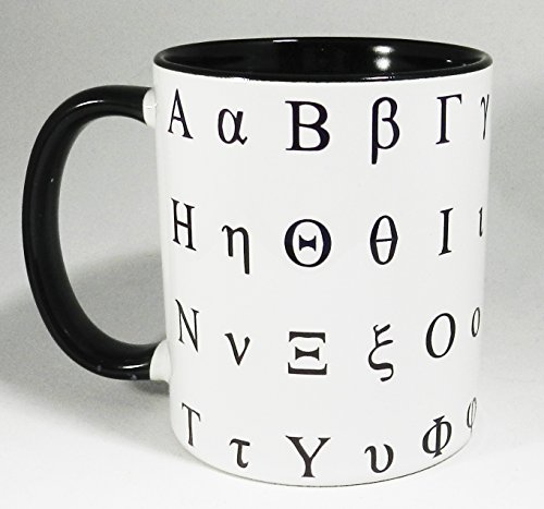 Half a Donkey The Greek Alphabet Educational Mug with Glazed Black Handle and Inner