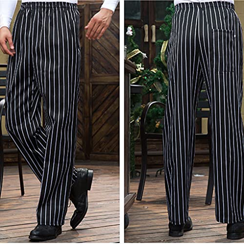Widealiff Calça Chef Masculino Casual Fofo Cozinheiro Moda Garçom Trajes Uniformes , schwarz-weiße S