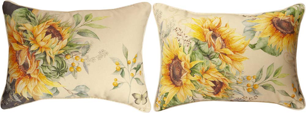 Manual Woodworkers SHFSFF Sunflower Fields Rectangle Dye Throw Pillow, 18 x 13 inch, Multicolor