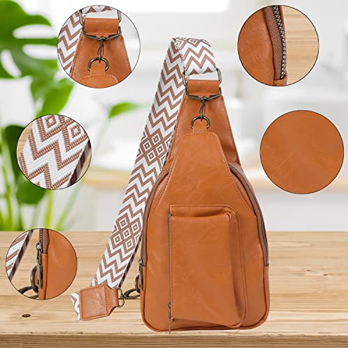 Sling Bag for Women Chest Bag Small Crossbody Bag PU Leather Satchel Daypack Shoulder Backpack for Traveling Hiking3