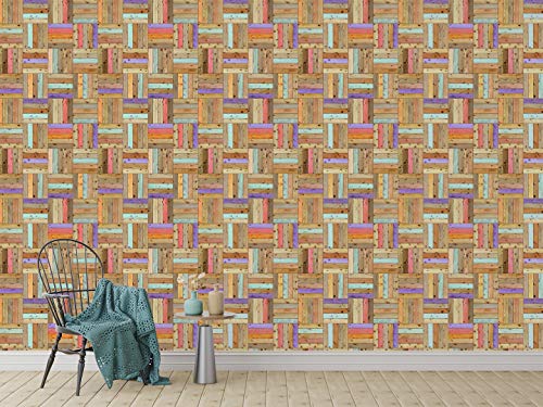 Image of DWELLSINDIA Wood Woven Self Adhesive Wallpaper Waterproof, Scratch Resistant, Laminated 41cm x 122cm