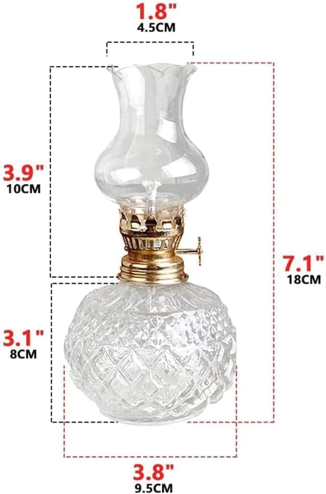 Creative Kerosene Lamp Glass Clear Oil Lamps Antique Round Base Oil Lamps with Adjustable Fire Core Camping Lamp
