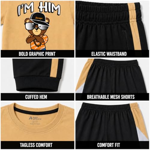 Image of Pro Athlete Boys Pants Set - 3 Piece Active Short Sleeve Graphic Tees Athletic Shorts and Jogger Sweatpants for Boys