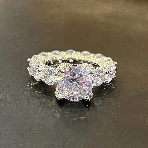 Luxury Round Cubic Zirconia Rings for Women Bridal Wedding Band4