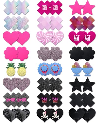 Image of Glitters Pasties Rave Pack Nipple Covers Stickers Disposable Sticky Breast Petals Bra for Women Rave Outfit Party