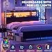 Aheaplus Headboard for Queen Size Bed with Storage, Headboards with LED Light, Power Outlets, USB Ports Queen Size Head Board, Wood headboard Only Sturdy and Stable Headboards, Modern, Black