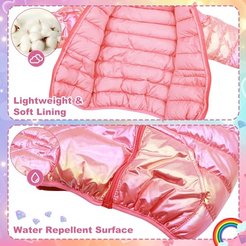 Baogaier Mädchen Baby Wasserdichte Winterjacke mit Kapuze Rose Regenfest Winddicht Leichter Outdoor Warm Puffer Steppjacke Glänzend Wintermantel Kinder Herbst Kleidung 1-2 Jahre, GR.86-92