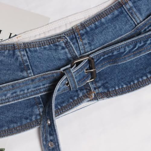 Women Denim Wide Obi Belt Wide Cinch Wrap Around Waist Band Belt for Kimono Shirt Dress4