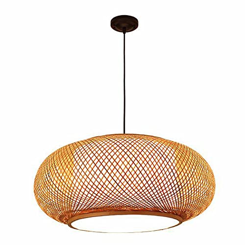 Lanterne en Bambou MOCHAMIK Lampe Suspendue Vintage E27 15,7 Pouces