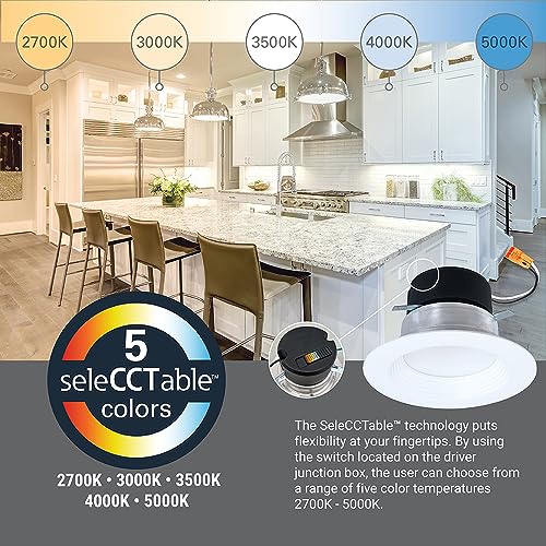 Image of HALO LT 4 inch LED recessed Can Light Trim, 5 CCT, Dimmable, 700lm