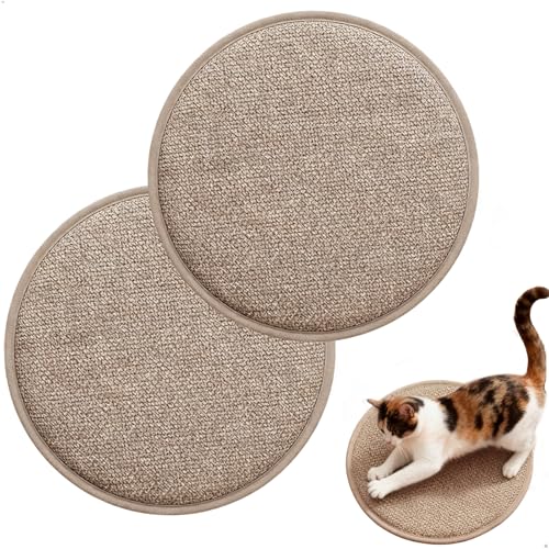 Alfombra Rascador para Gatos, Rascador Gato Carton, Cat Scratcher,Almohadilla Rascadora Redonda para Gatos En Color Marrón, para Proteger Alfombras Y Sofás, 30 X 30 cm, 2 Pieza