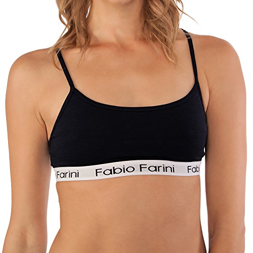 Fabio Farini Sujetador Deportivo con Tirantes Ajustables Bralette en 3 Colores Diferentes  95% algodón Negro S