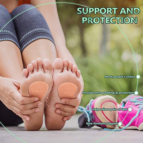 Image of Syhood 20 Pieces Metatarsal Felt Pads Foot Insert Pads Ball of Cushion for Pain Relief Forefoot and Sole Adhesive Accessories for Men and Women 1 /4 Inch Thick(Oval,White, Nude Color,Wool Felt)
