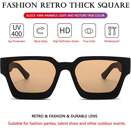 Image of AIEYEZO Square Sunglasses for Women Men Square Thick Frame Sun Glasses Simple Designer Style Shades