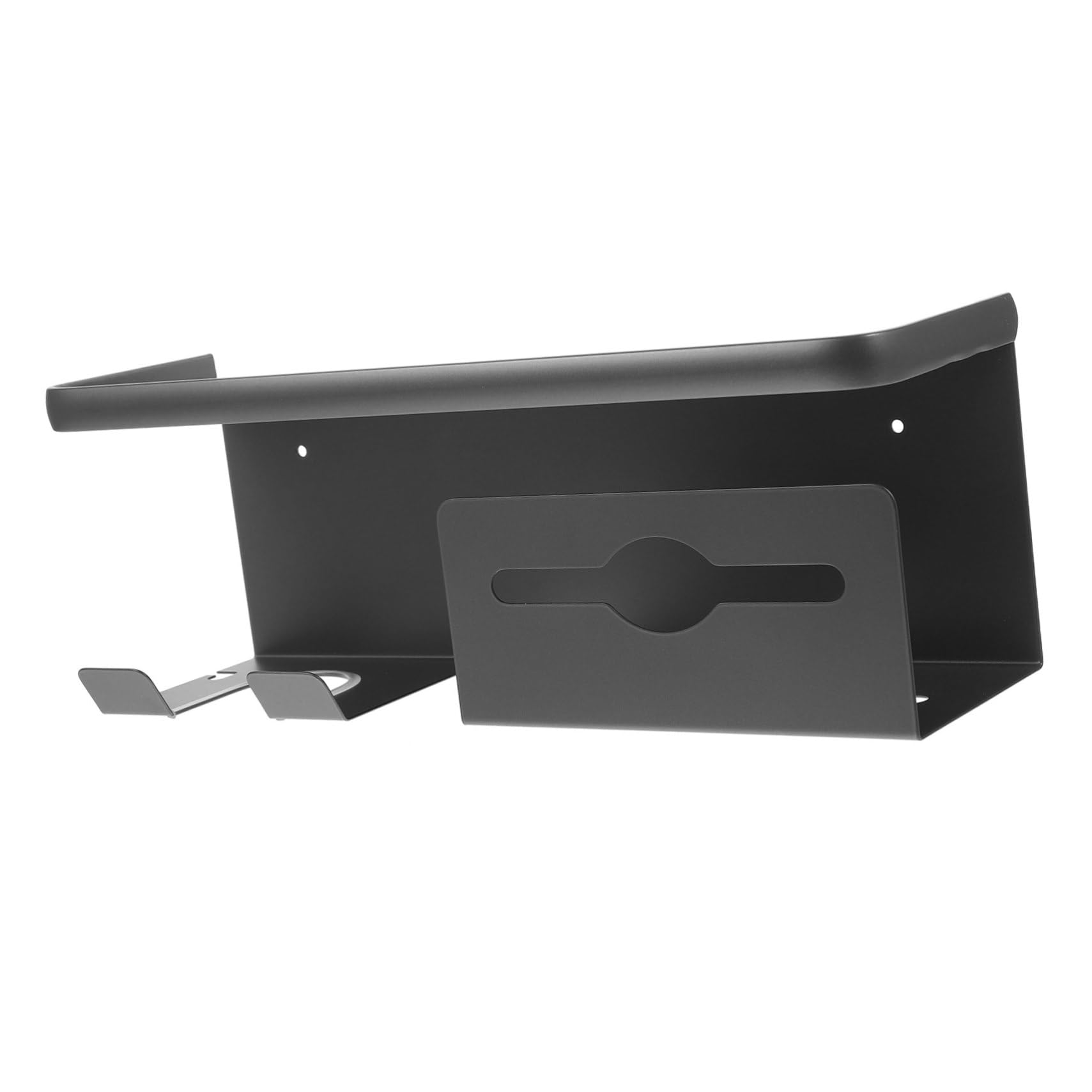 Haartrocknerhalter aus Stahl in Schwarz für Wandmontage