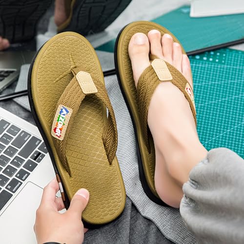 Image of Mens Flip Flops Thong Sandals Lightweight Comfortable Summer Beach Slides Soft Cushion Footbed Open Toe Slippers for Pool Showers Dorms Water Friendly Indoor and Outdoor