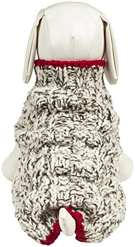 Chilly Dog Oatmeal with Red Trim Dog Sweater, Small