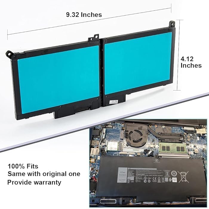 Image of R & I F3YGT 7.6V 60Wh Laptop Batteries Compatible with Dell Latitude 12 7000 7280 7290 13 7380 7390 14 7480 7490 E7280 E7480 E7290 E7380 E7390 E7490, Fits 2X39G DM3WC 0DM3WC DM6WC KG7VF
