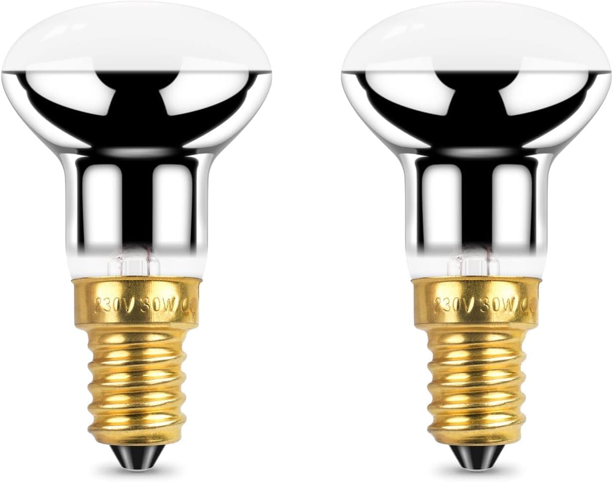 DoRight 2 Packs R39 E17 Lava Lamp Replacement Bulbs 120V Reflector Type Bulb,Glitter Lamps, 3000K Warm White Incandescent for Bedroom and Office Bulb Lava Lamp Bulbs, Yellow,Heat Lamp Reflector Bulbs