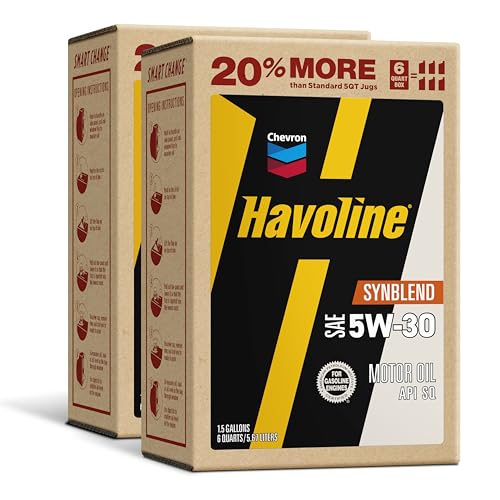 Image of Havoline Motor Oil 5w30 Synthetic Blend Smart Change Engine Oil, 5W-30, 6 Quarts, Pack of 2