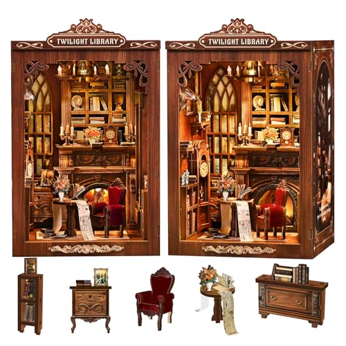 Casa de muñecas en miniatura para estanterías: rompecabezas 3D de madera decorativo