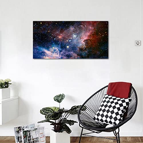 Canvas Wall Art Galaxy Nebula Starry Cosmic Painting Pictures Panoramic Canvas Arotwork Universe Stars Outer Space Wall Art for Home Office Decoration Framed Ready to Hang 24" x 48"
