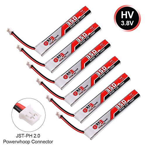 6pcs 350mAh HV 1S Lipo Battery 30C 3.8V JST-PH 2.0 Powerwhoop Connector