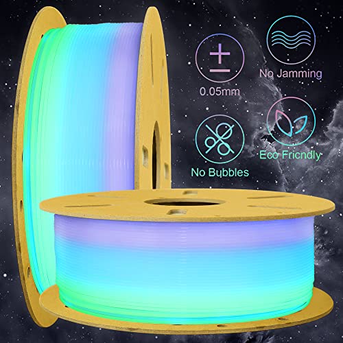 Image of Glowing in Dark Multicolored Fast Color Gradient Change Rainbow PLA 3D Printer Filament, 1.75mm 1Kg Multi Colored 3D Printing Material, Widely Fit for 3D Printers with Extra PLA Sample Pack by TTYT3D