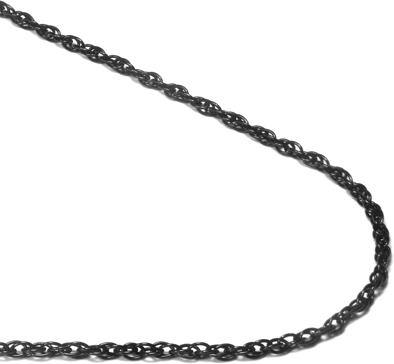 True Black Titanium 2.5MM Rope Link Necklace Chain
