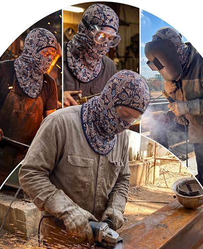 Image of BOCOMAL FR Face Mask Flame Resistant Balaclava 5.5oz Lightweight Arc Rated Helmet Liner Covering Hood for Welding