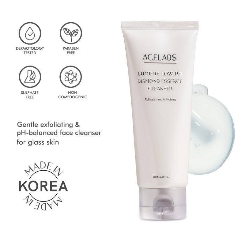 Image of Lumiere Low pH Diamond Essence Cleanser | Gentle Face Wash with Mild Exfoliant | Suitable for All Skin Types | 100ml