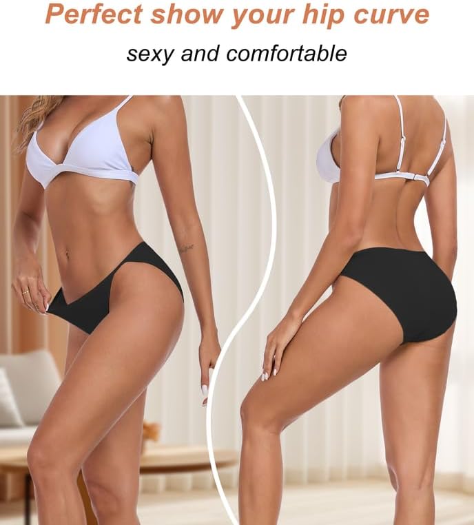 ANLIQI High Cut String Bikini Panties Stretchy Soft Modal Low Waist Underwear Ladies Hipster Panties Multi Pack - Image 3