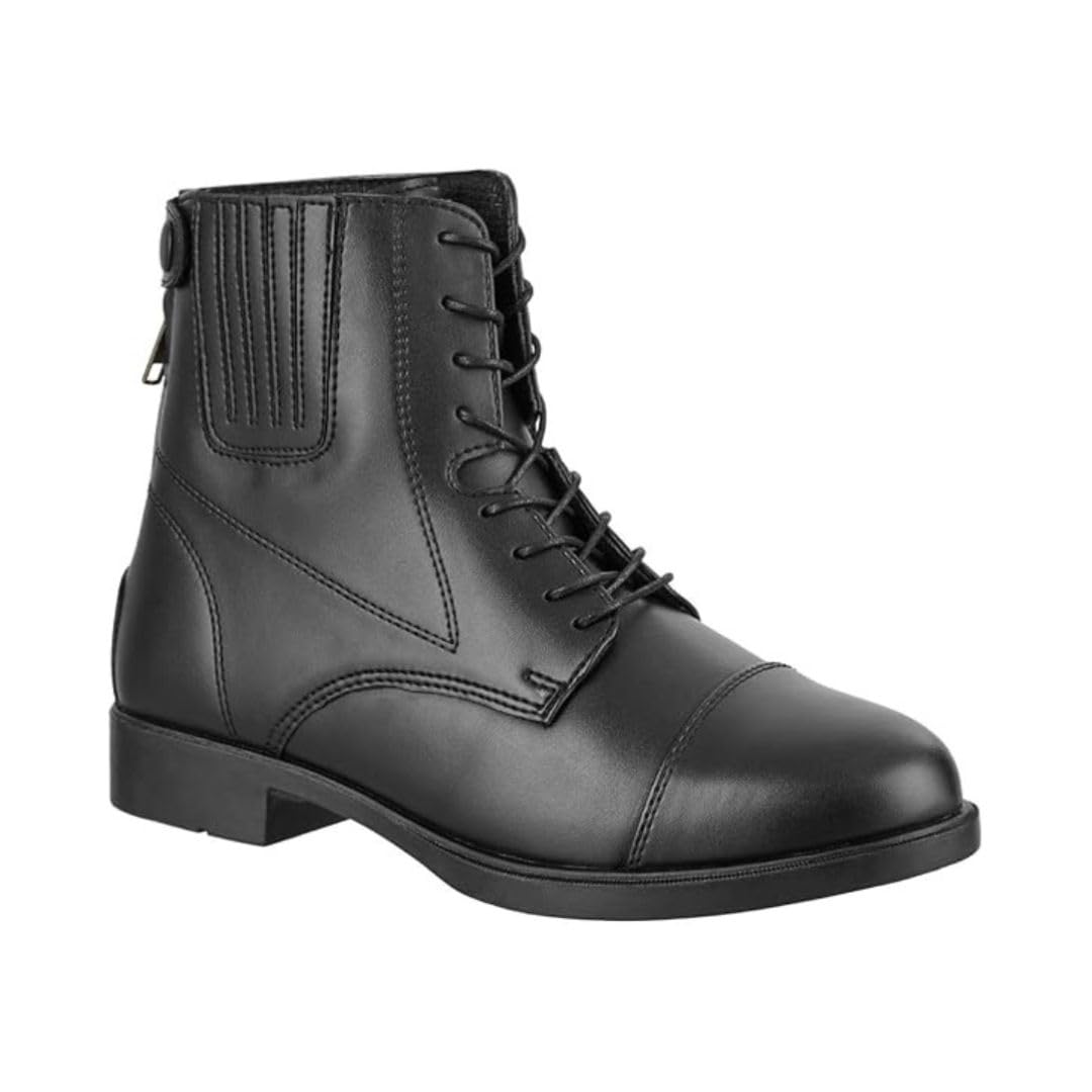 Reitstiefeletten BZ Lace Vegan - Mädchen & Damen Reitschuhe aus Kunstleder – atmungsaktive Stiefeletten – mit Reißverschluss, Schnürung & Mesh-Futter – schwarz – Größe 29-46