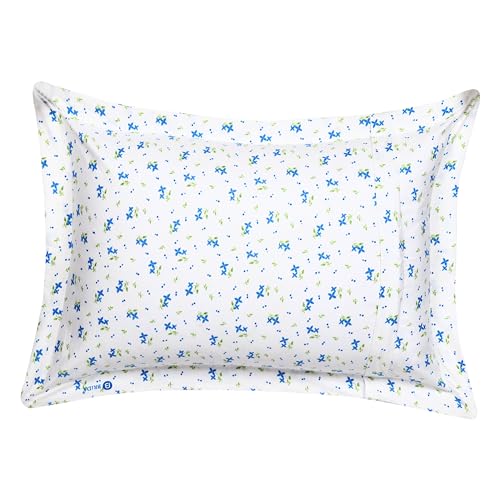Image of HOUSE FOX Zipper Cotton Pillow Covers /Cases /Protectors (NOT Pillow) Set of 2 Pair Or 4 Pcs,Size -18x28inch with Zip /Chain (Standard, Pink Blue Flower)