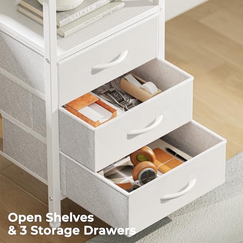 Image of Huuger L Shaped Office Desk with Power Outlets & 3 Drawers | 55 Inch Computer Desk with Shelves, Reverisble for Gaming Corner Work Home Office Study, White