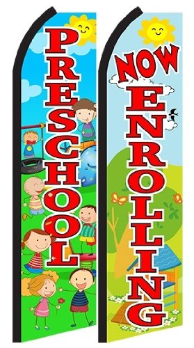 Now Enrolling Preschool King Swooper Flag- Pack of 2 (Hardware Not Included)
