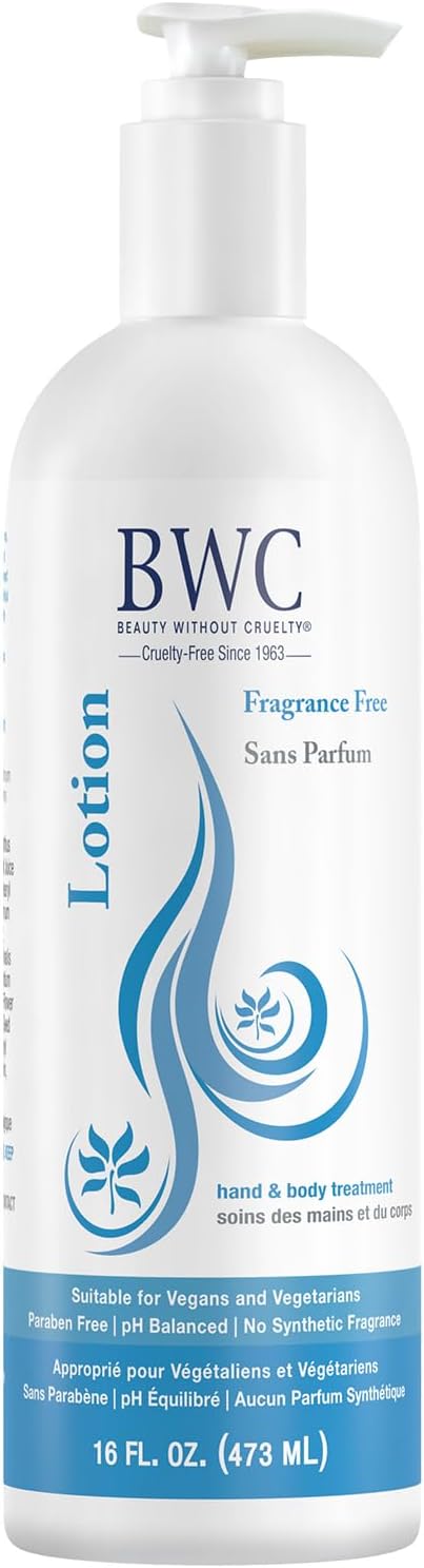 Beauty Without Cruelty Lotion, Fragrance-Free – Hand & Body Treatment with Vitamin C, Vitamin E, and Vitamin B5 (Panthenol), Vegan-Friendly & Cruelty-Free, 16 Oz