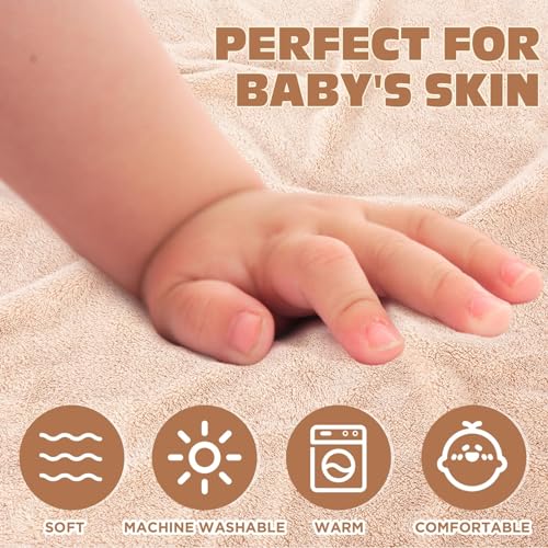 Image of SmoothNovelty 6 Pack Baby Hooded Towels Infants and Toddlers Coral Fleece Baby Bath Towels 31.5 x 31.5 Inch Absorbent Cute Soft Newborn Bath Essentials Gifts for Boys & Girls(Multicolor,Classic)