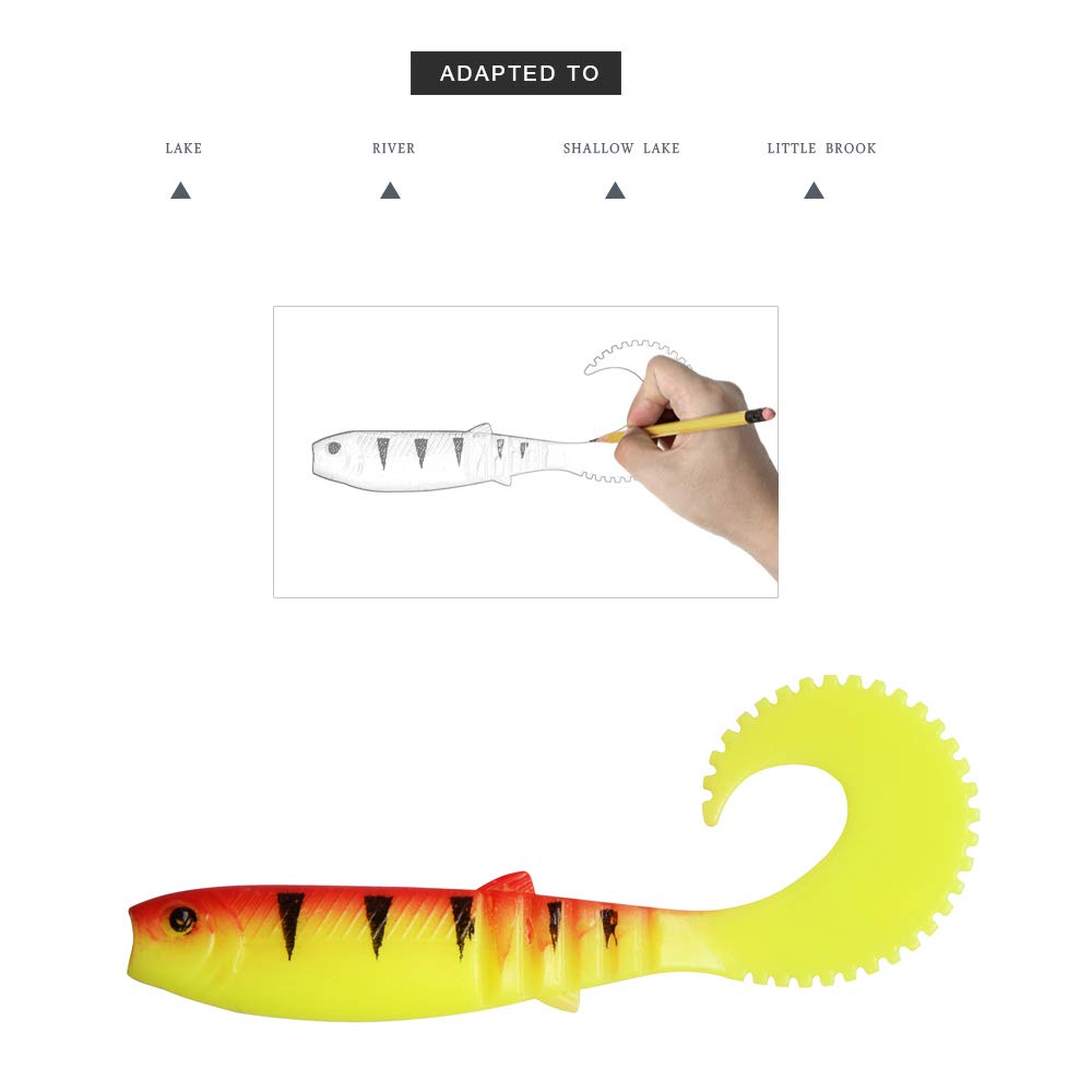 Leurre East Rain Multicolor 3D Shad – 8 Cm / 5,5 G – PVC – Yeux 3D – 10 Couleurs – Lot De 10 – Pour Bar, Truite
