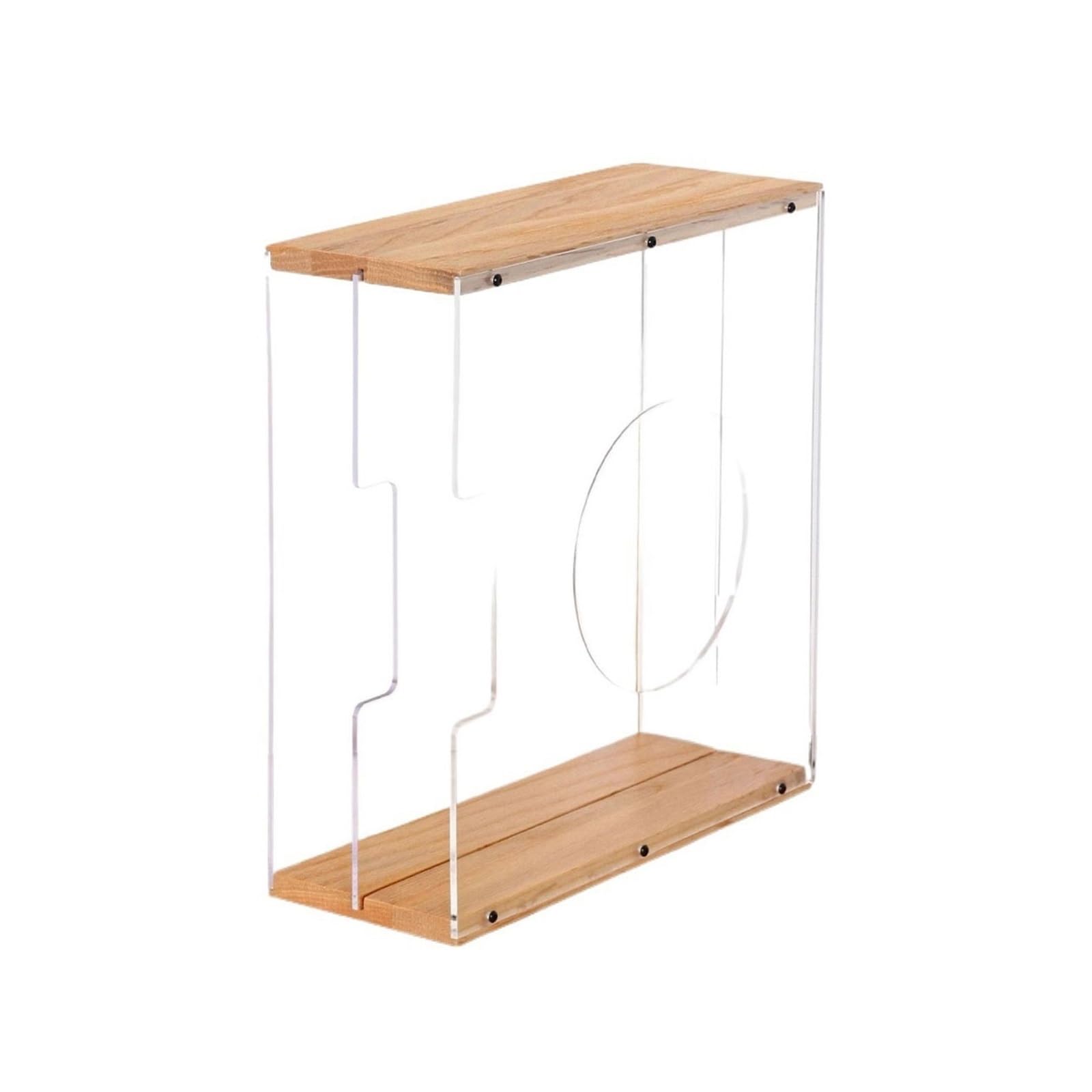 WQQYU6HKF CD Case Home Wooden Vinyl Record Storage Rack with Transparent Acrylic Dividers Disc Holder