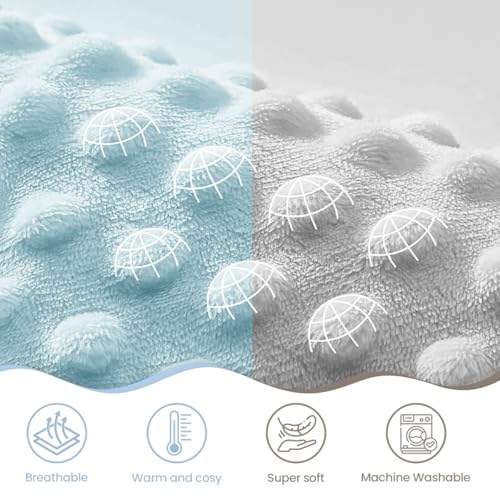 Image of SANDJEST Minky Blanket 2 Pack with Dotted Back 30 x 40 Inches, Gift for Christmas Birthday (Whale, Dinosaur)