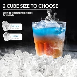 MAXEVE Ice Maker Countertop, 34LBs/24H Ice Machine, 2 Bullet Size, Fast Making 9Cubs in 5 Mins, Portable Ice Maker Machine with Self Cleaning, Ice Basket, Ice Scoop for Home/Office/Bar (Silver)