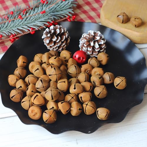 Country-Primitive-Craft-Rusty-Tin-Jingle-Bells-for-Crafting-Designing-and-Decorating-Home-Decoration-50-PiecesRusty-079-inch Country Primitive Craft Rusty Tin Jingle Bells for Crafting Designing and Decorating Home Decoration 50 PiecesRusty 079 inch