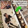 13 FT Gutter Cleaning Tool, Roof Gutter Brush, Clear Leaves from Roof Gutters Without a Ladder, Includes 2 Cleaning Brushes & Green