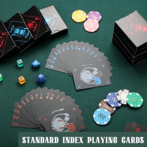 Zubebe 12 Decks Plastic Playing Cards Waterproof Poker Cards Black Deck Of Cards Bulk For Card Activities Table Games Party Supplies, Blue And Red #TOP5