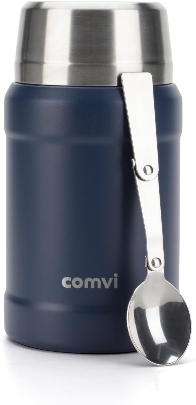 Comvi food flasks for hot food 800ML upto 12h hot & 24h Cold thermal insulated soup flask