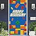 Colorful Building Blocks Happy Birthday Banner Backdrop Background Photo Booth Props Construction Toys Bricks and Blocks Theme Decor for Boy 1st Birthday Party Baby Shower Favors Supplies Decorations